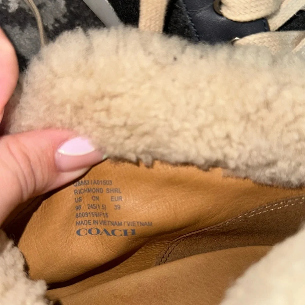 Coach Gray Wool Sherpa lined Richmond high top sneakers